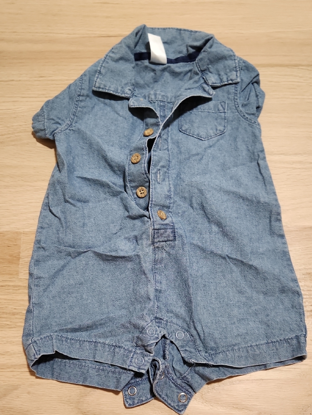 Carters Light Denim Button Romper 9m